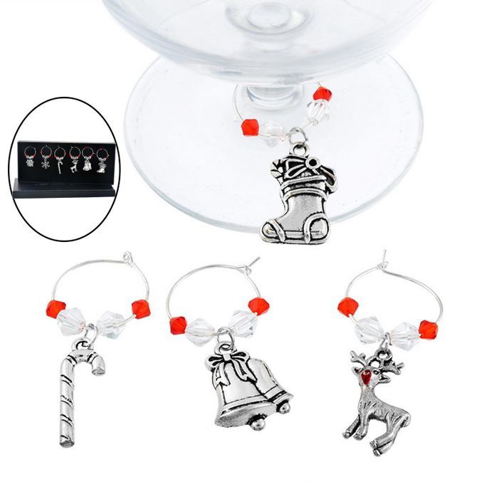 Cup Wine Glass Marker Metal Decor For Home New Year Silver Christmas