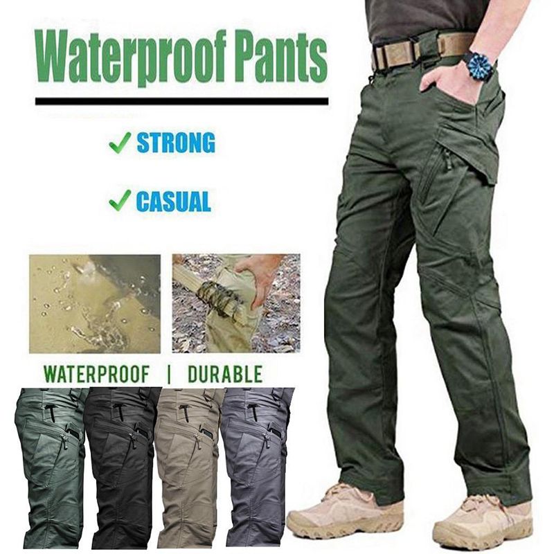 Cargo Pants Men Combat Military Pants Many Pockets Stretch Flexible Man Casual Trousers White