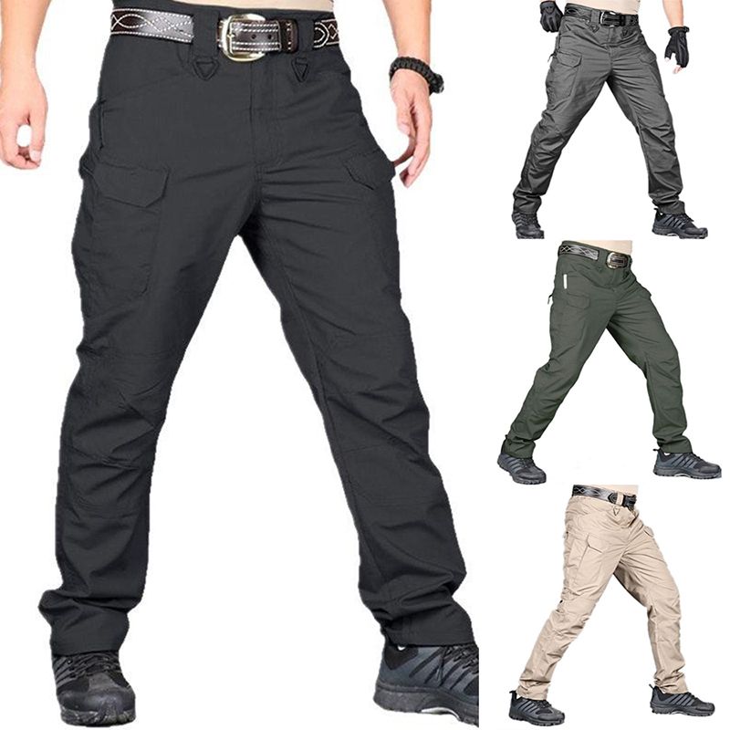 Cargo Pants Men Combat Military Pants Many Pockets Stretch Flexible Man Casual Trousers White