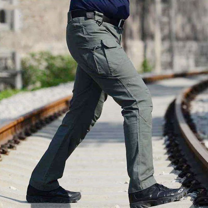 Cargo Pants Men Combat Military Pants Many Pockets Stretch Flexible Man Casual Trousers White