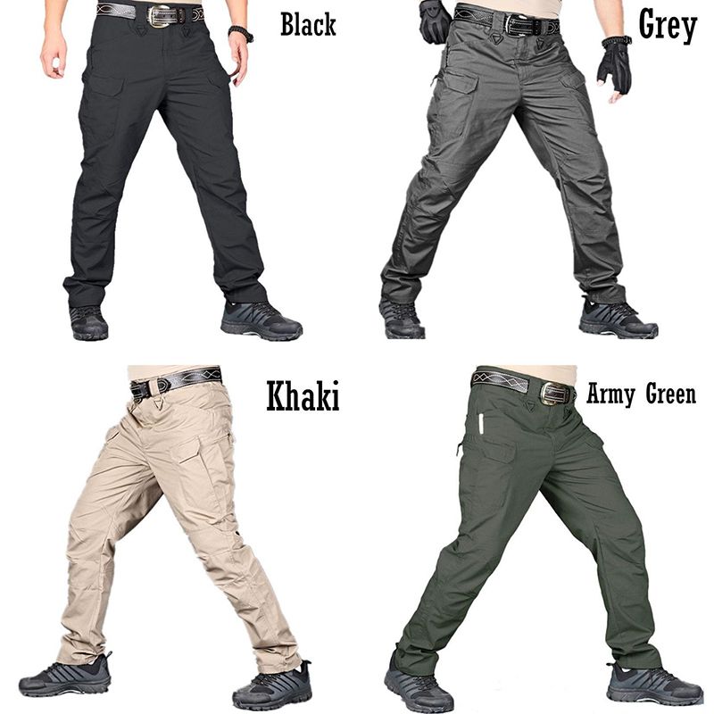 Cargo Pants Men Combat Military Pants Many Pockets Stretch Flexible Man Casual Trousers White