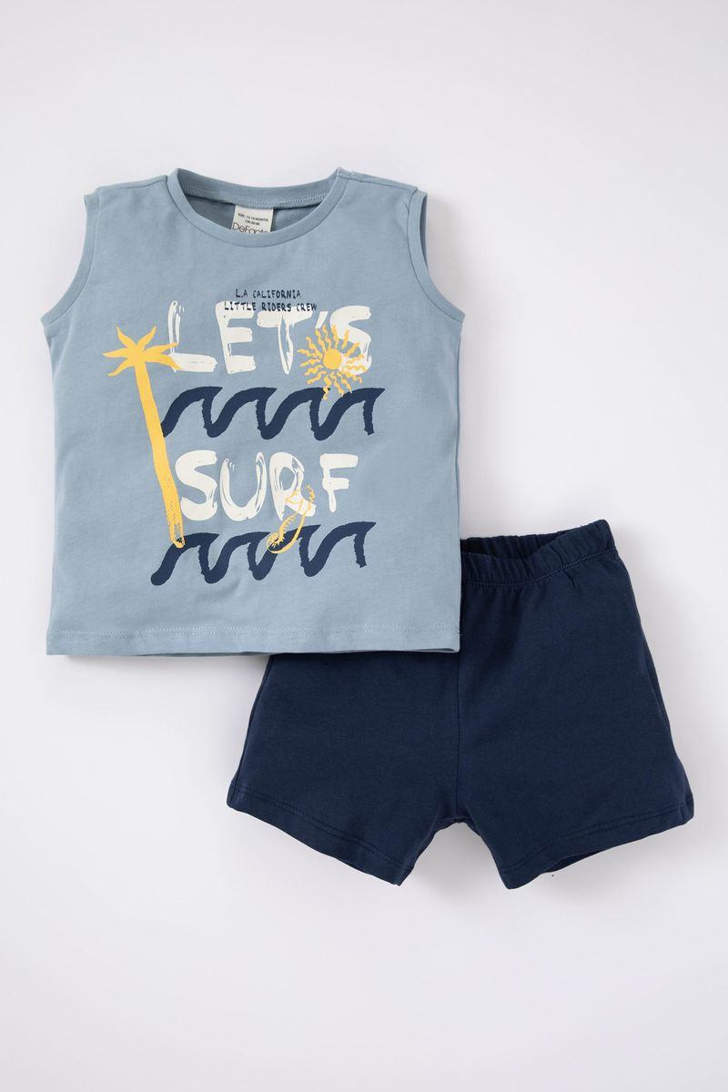 2 Piece BabyBoy Casual Regular Fit Knitted Set - Blue