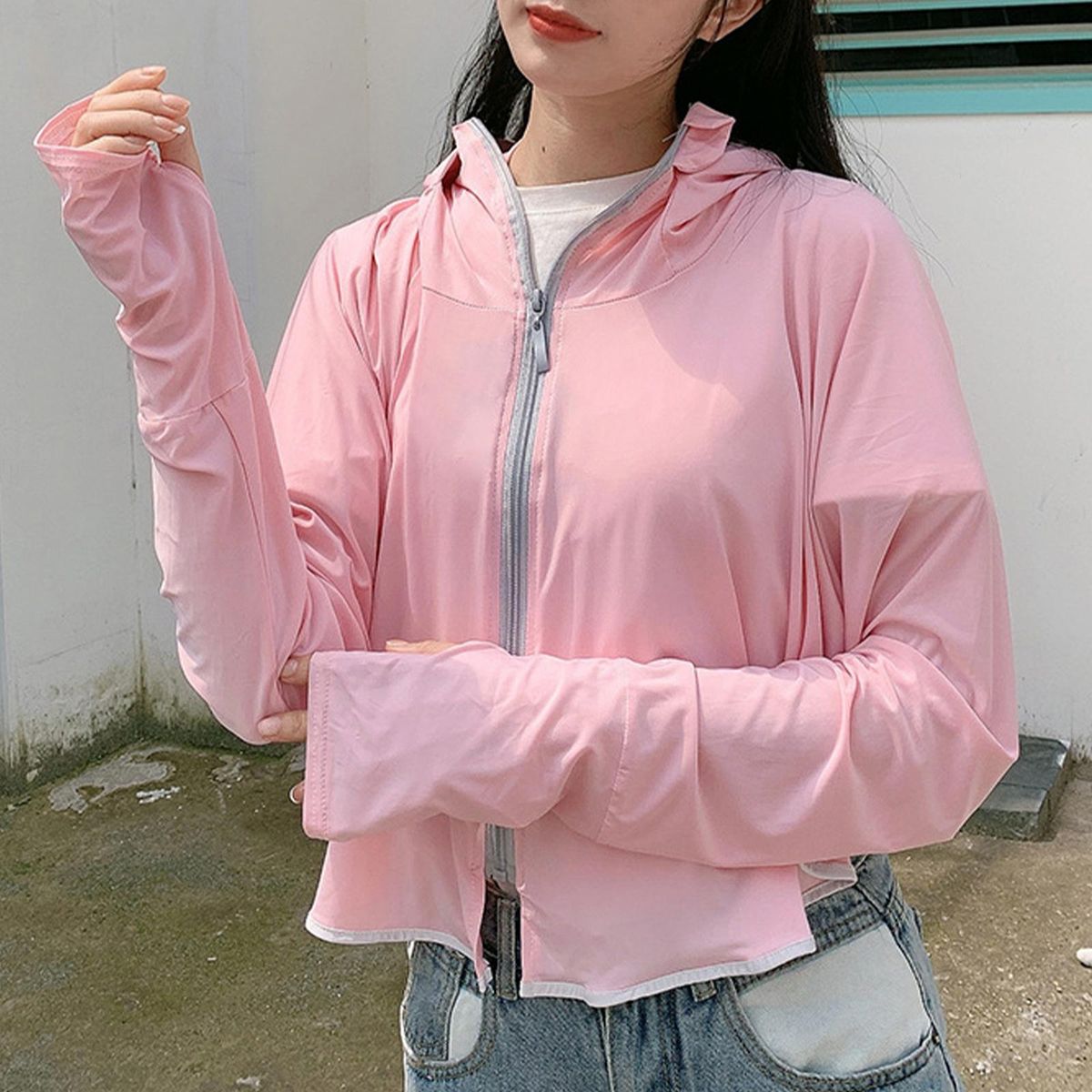 Thin Women Sun Protection Clothing Sun Proof Summer Shirt Jacket Pink