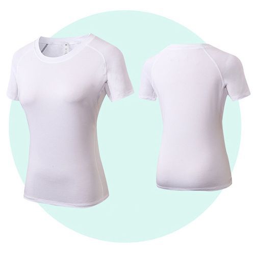 Women's Workout Running Yoga Fitness Short Sleeve Tops Sports T-Shirt（White）