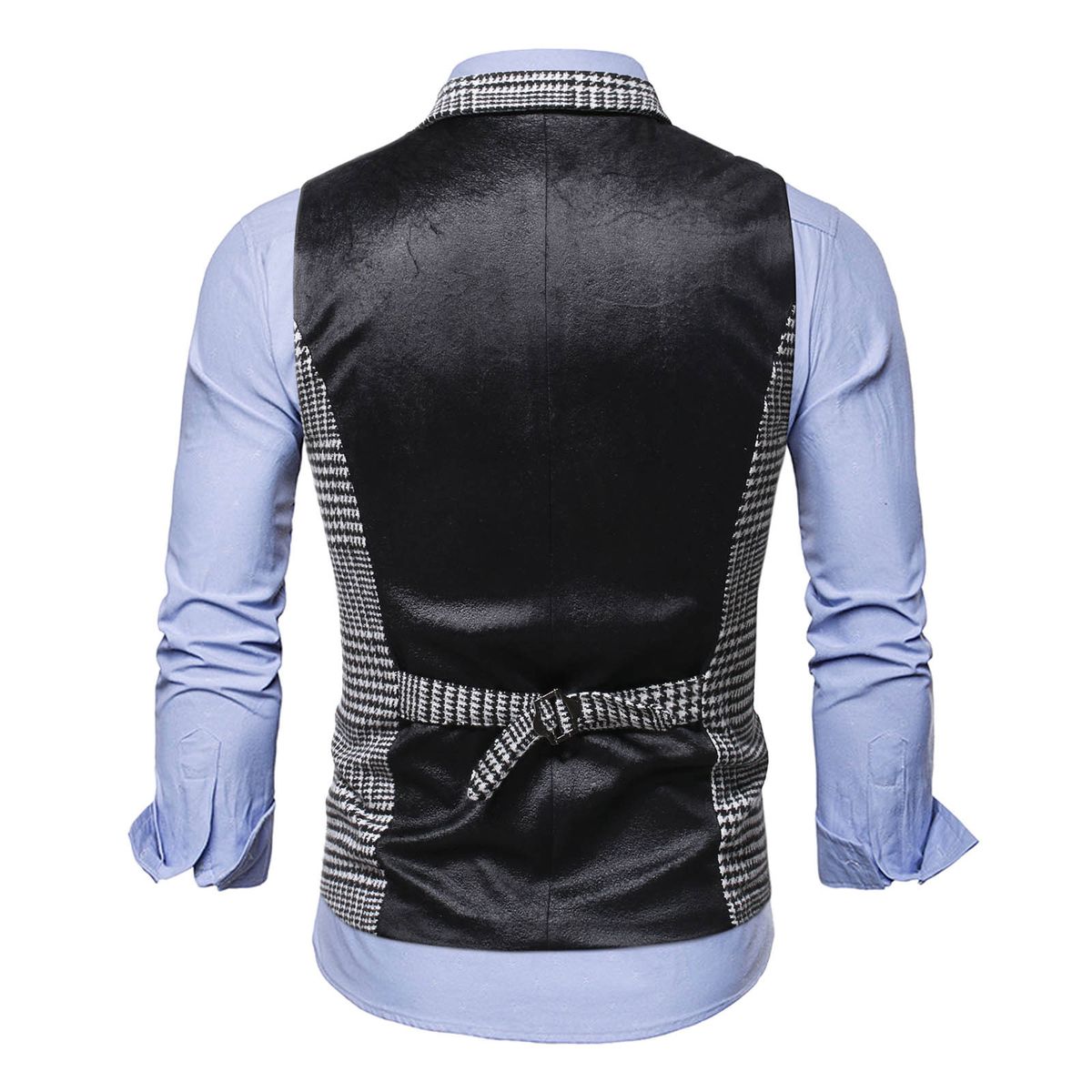Suit Vest Men Business Fashion Plaid Slim Vests Mens Wedding Waistcoat Formal Dress Wedding Vest Single Breasted Suit Waistcoat Black