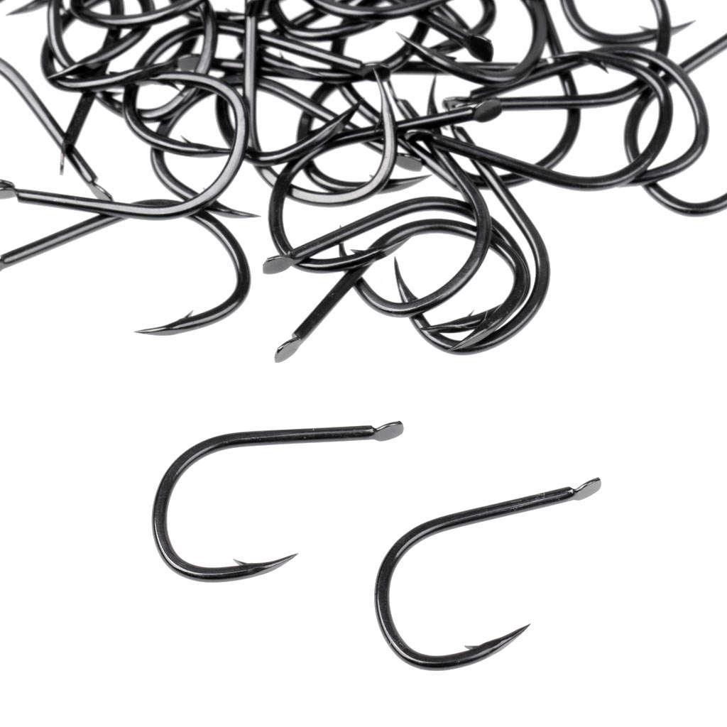 50 Pieces High Carbon Steel  Hooks Barbed Hook Various 10#