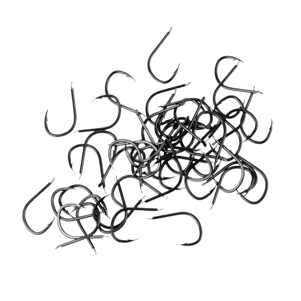 50 Pieces High Carbon Steel  Hooks Barbed Hook Various 10#