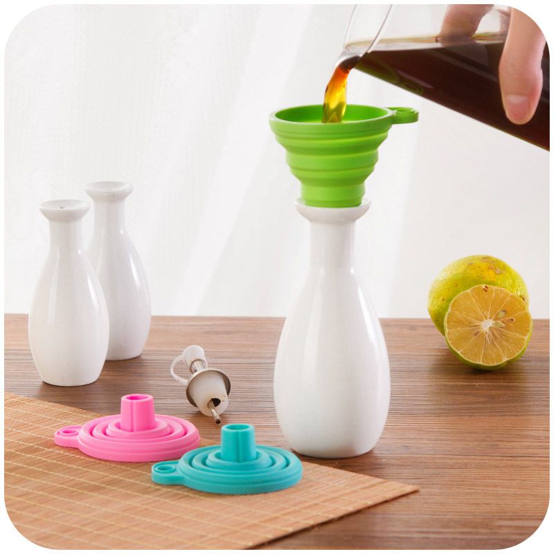 3pcs Kitchen Mini Silicone Funnel Foldable