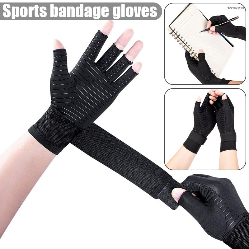 Wrist Compression Arthriti Non-Slip Wear Resistant Lengthened Fitness Guantes Lightweight Breathable Ladies Men Gloves Munequera-Black