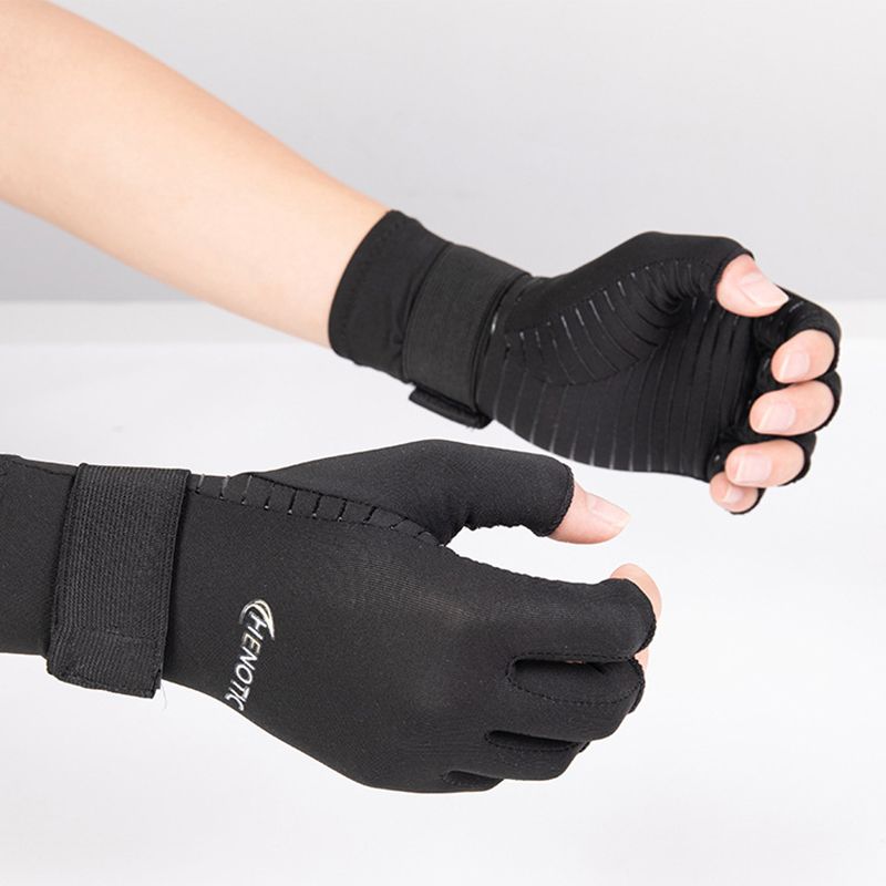 Wrist Compression Arthriti Non-Slip Wear Resistant Lengthened Fitness Guantes Lightweight Breathable Ladies Men Gloves Munequera-Black