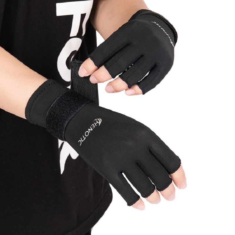Wrist Compression Arthriti Non-Slip Wear Resistant Lengthened Fitness Guantes Lightweight Breathable Ladies Men Gloves Munequera-Black