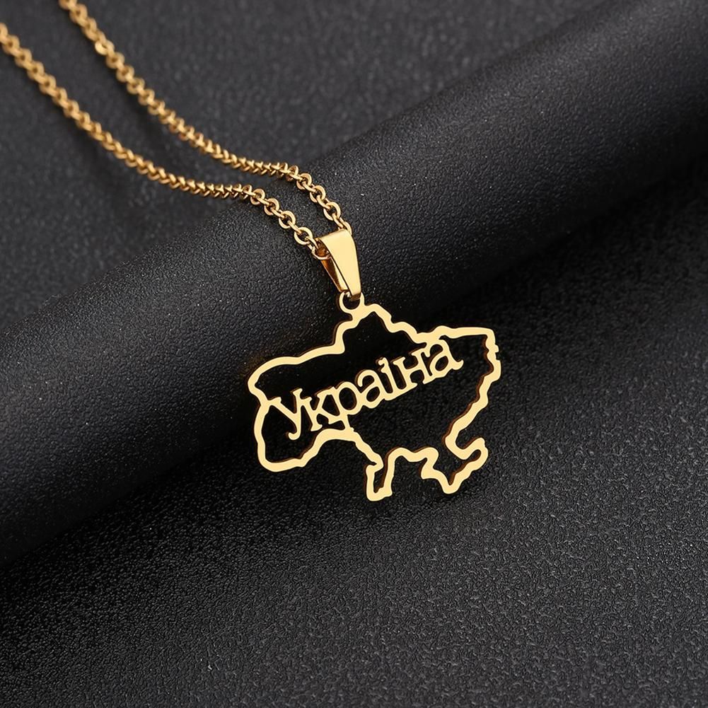 Unisex Metal Necklace Stainless Steel Ukraine Map Pendant