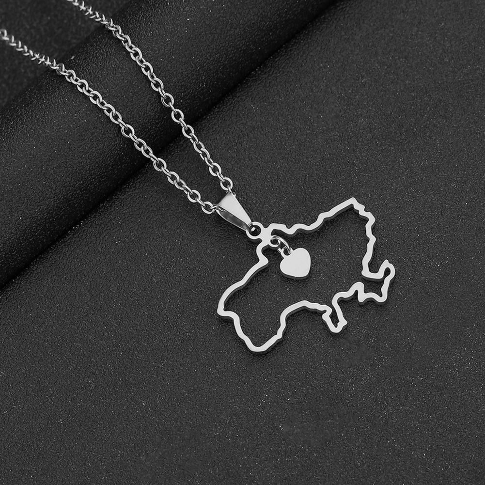 Unisex Metal Necklace Stainless Steel Ukraine Map Pendant