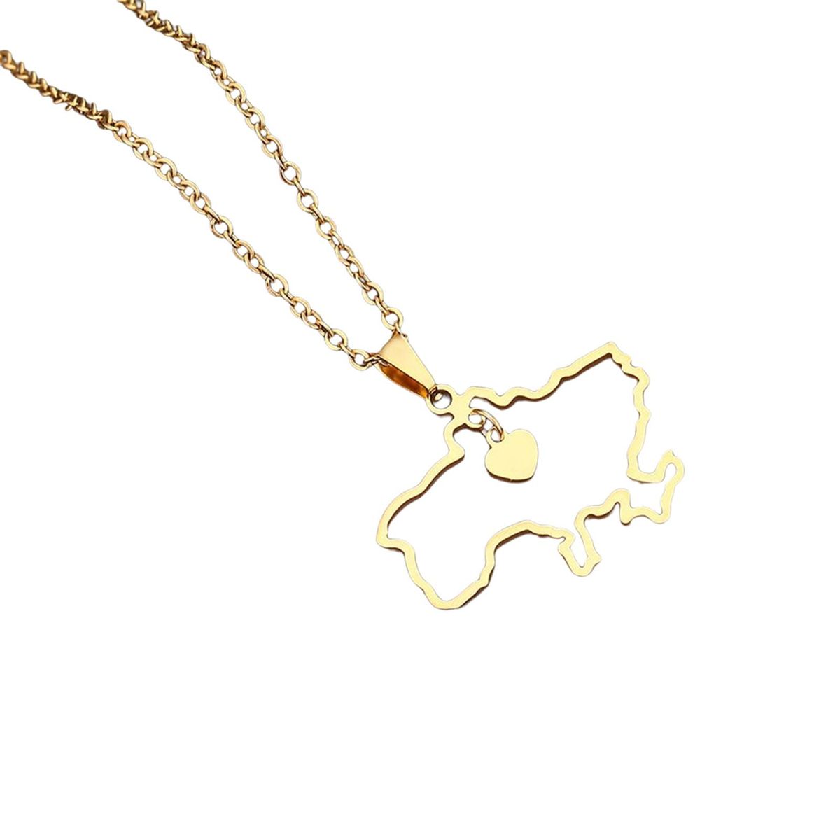 Unisex Metal Necklace Stainless Steel Ukraine Map Pendant