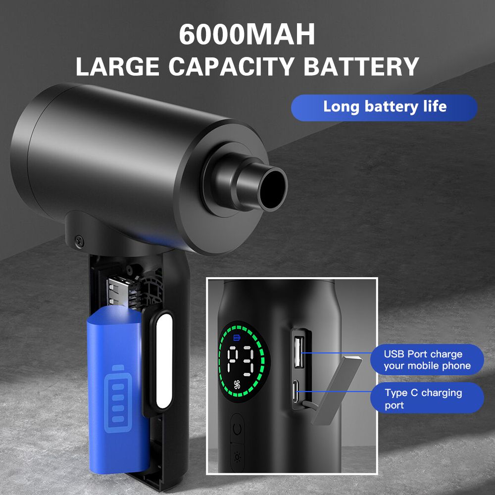 2-in-1 Electric Air Duster Inflator 50000RPM Rechargeable