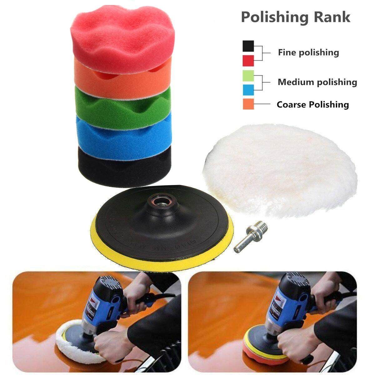 7Pcs 3/5/6/7'' Sponge Polishing Waxing Buffing Pads Kit Set Compound Fr Auto Car 7 In