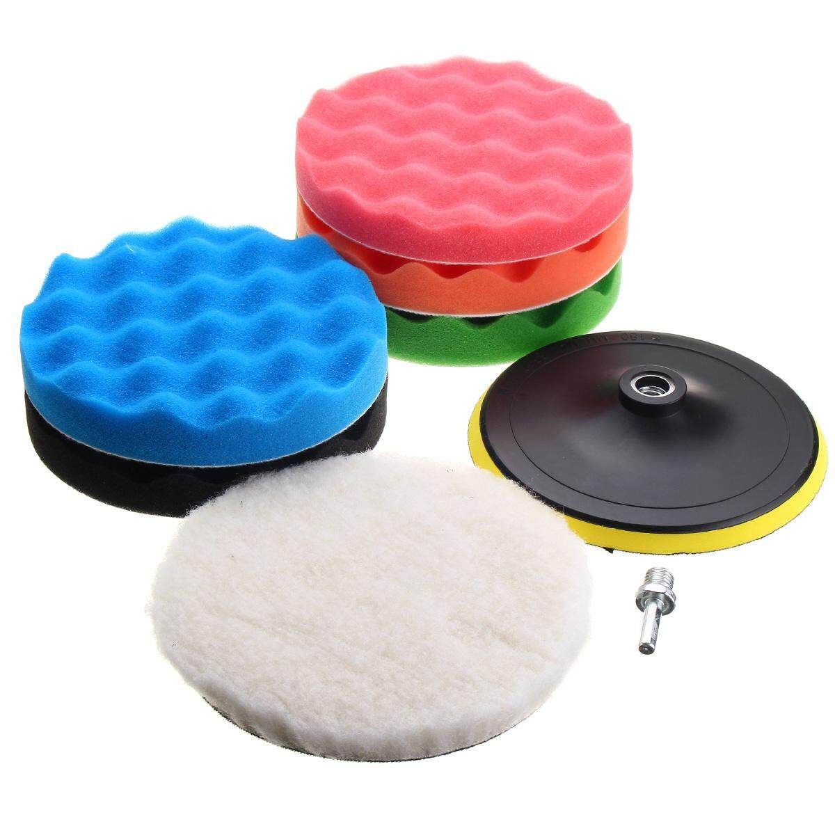 7Pcs 3/5/6/7'' Sponge Polishing Waxing Buffing Pads Kit Set Compound Fr Auto Car 7 In