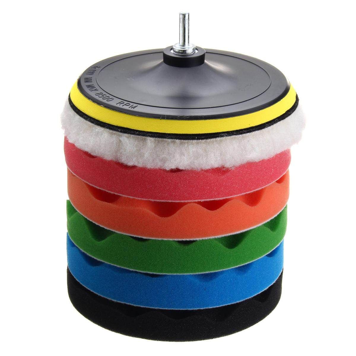 7Pcs 3/5/6/7'' Sponge Polishing Waxing Buffing Pads Kit Set Compound Fr Auto Car 7 In