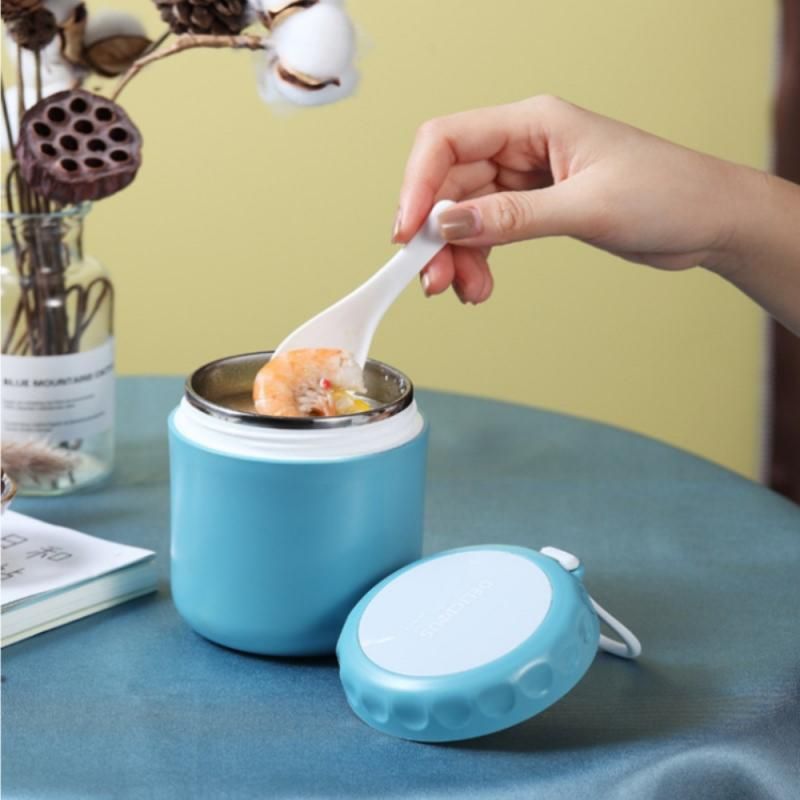 430ml Stainless Steel Thermos Food Soup Container Thermos Portable Lunch Box Children Thermos Lunch Box Kitchen Accessories Blue