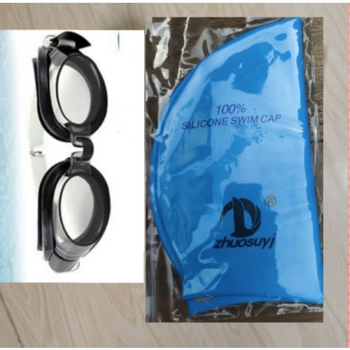 Black Swimming Google And Cap