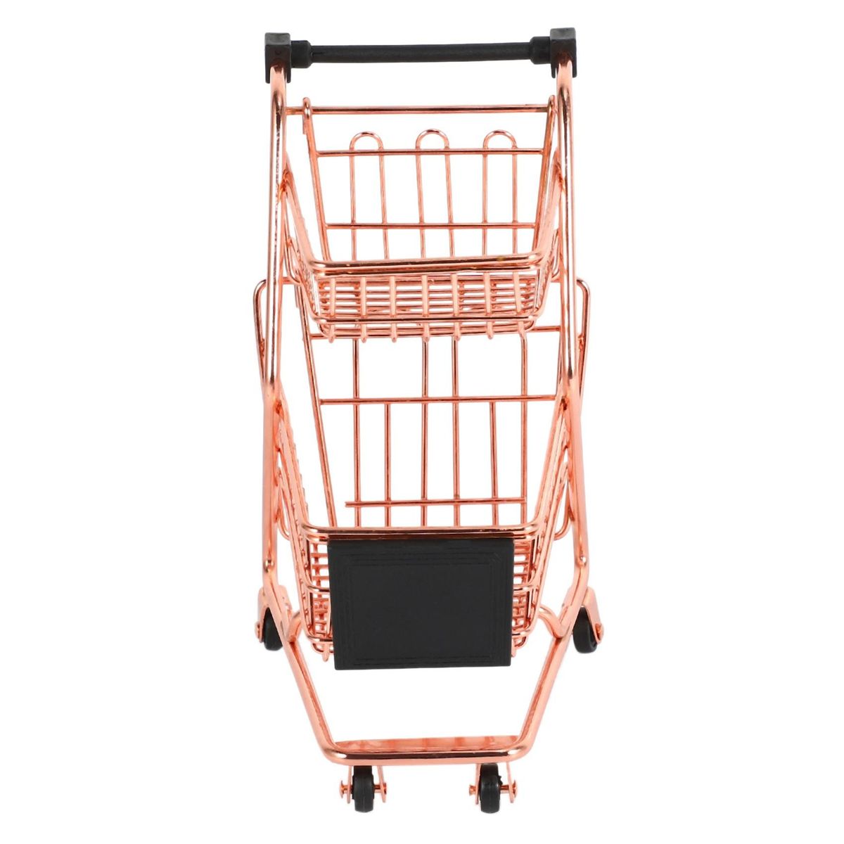 Mini Double Layers Shopping Cart Model Wrought Iron Supermarket Trolley Metal Rose Gold Storage Basket Rose Gold
