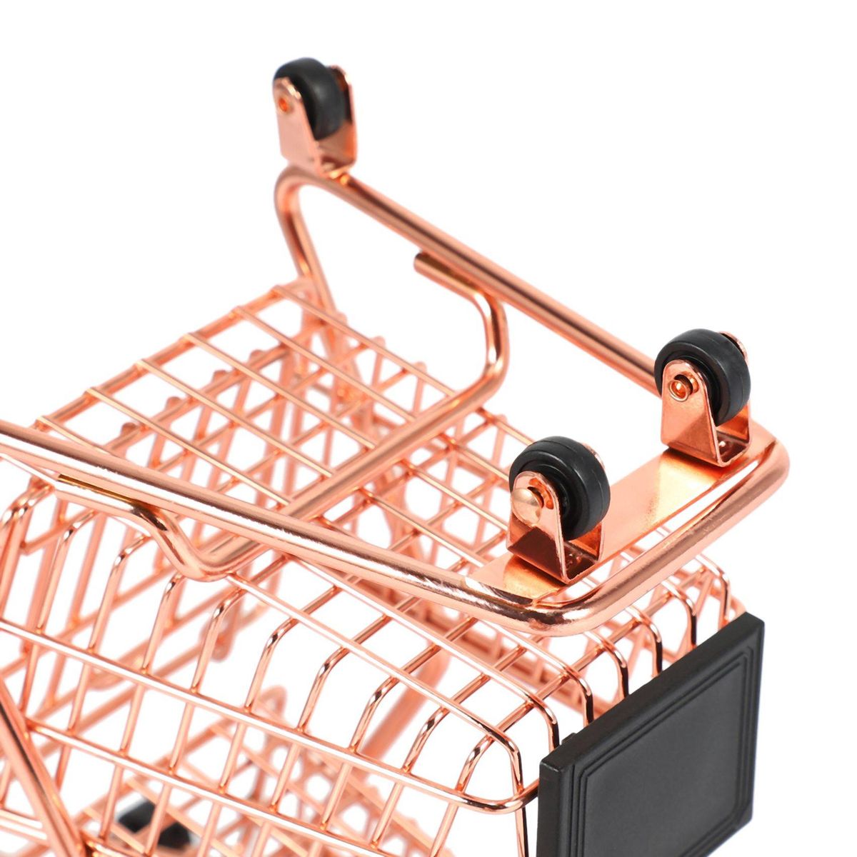 Mini Double Layers Shopping Cart Model Wrought Iron Supermarket Trolley Metal Rose Gold Storage Basket Rose Gold