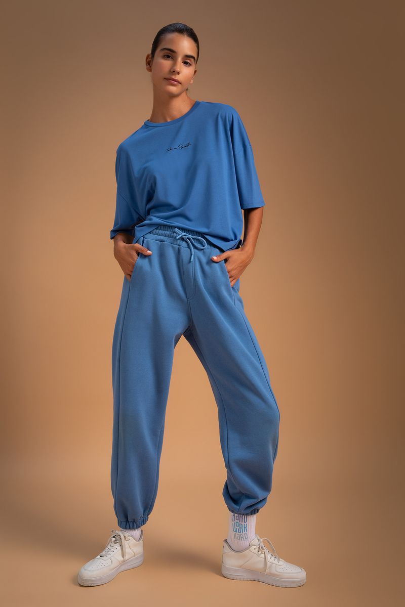 Woman Cover-Up Knitted T-Shirt-Blue