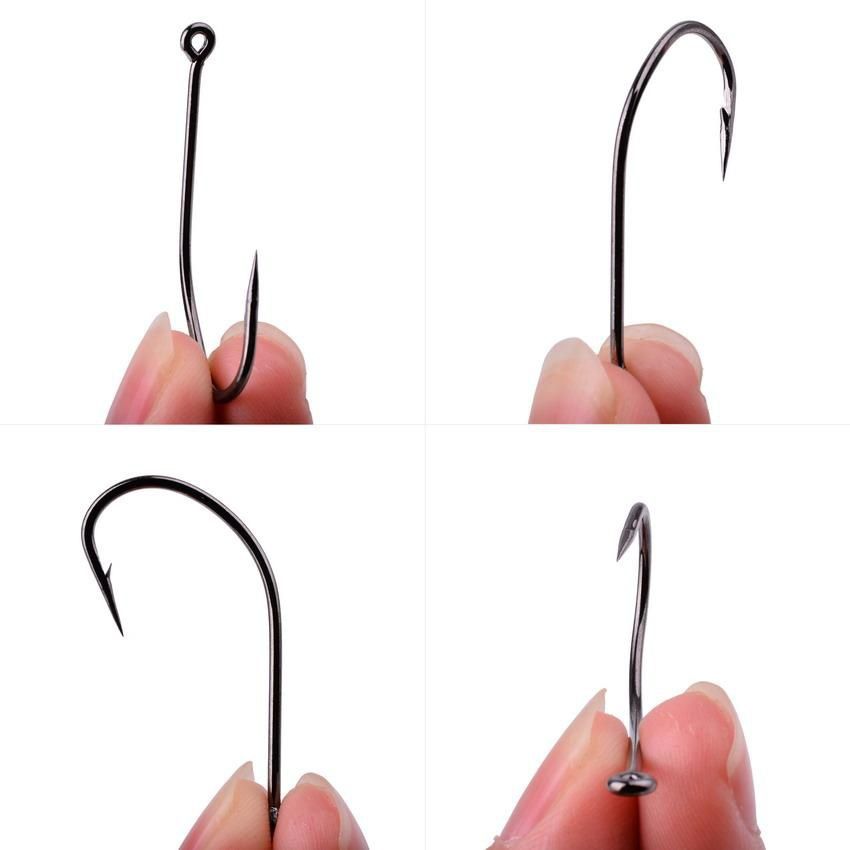 100PCS 2#-30# Black Coated Stainless Steel Fishing Hook