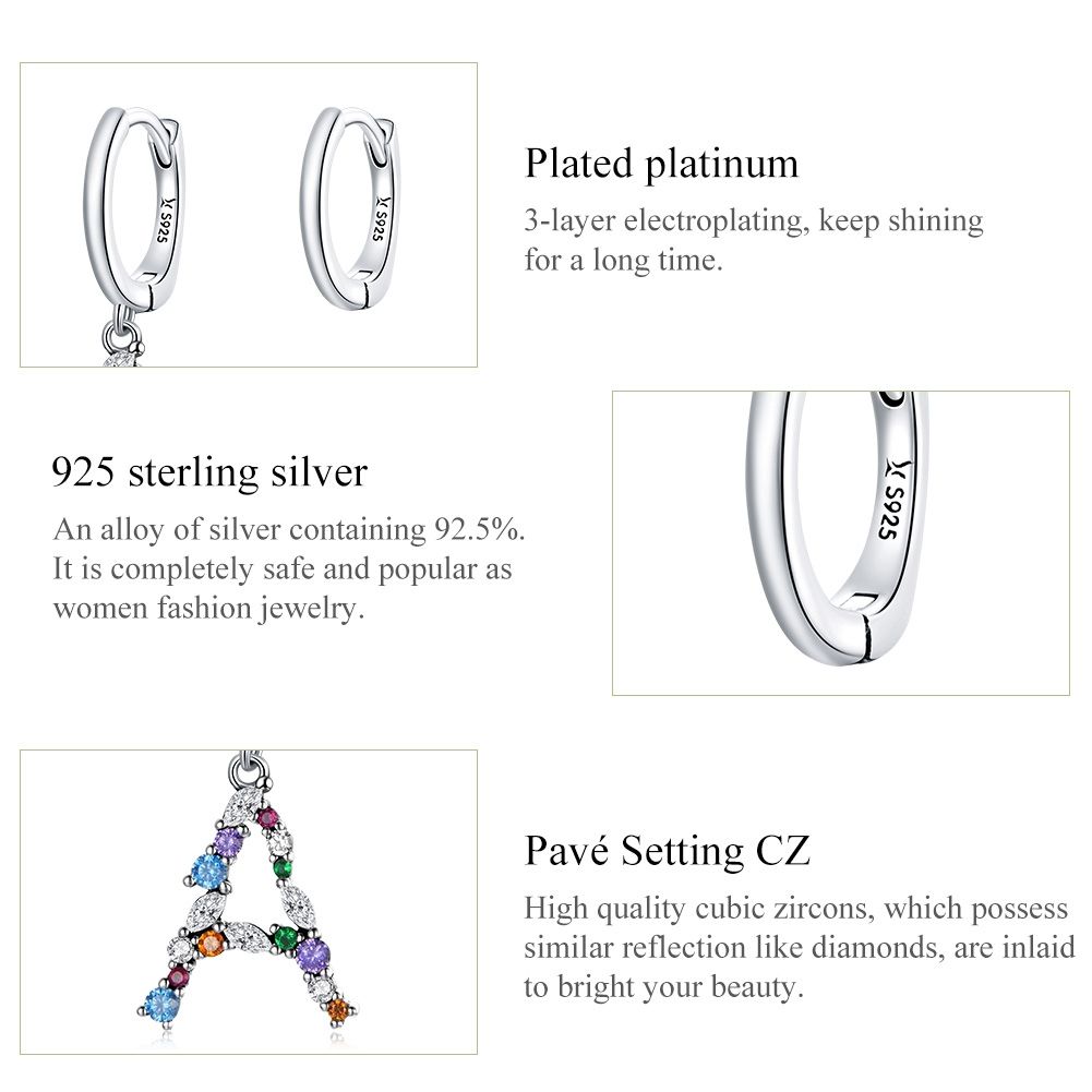 Colorful Zircon Letters M Asymmetry Women Earrings