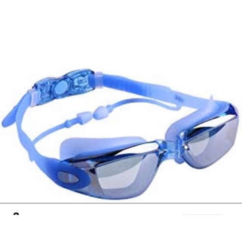 Antifog Mirror Coated Uv Protection Swimming Goggles - Blue