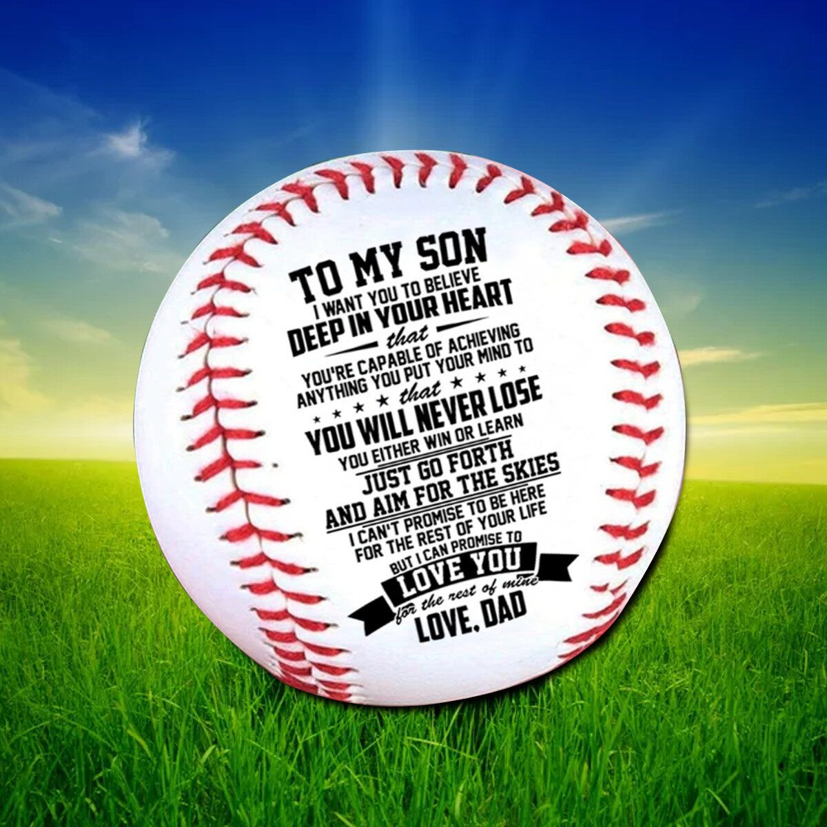 To My Son Dad Engraved Baseball Gift Oft Toy PU Foamed Training Exercise 9 Inch
