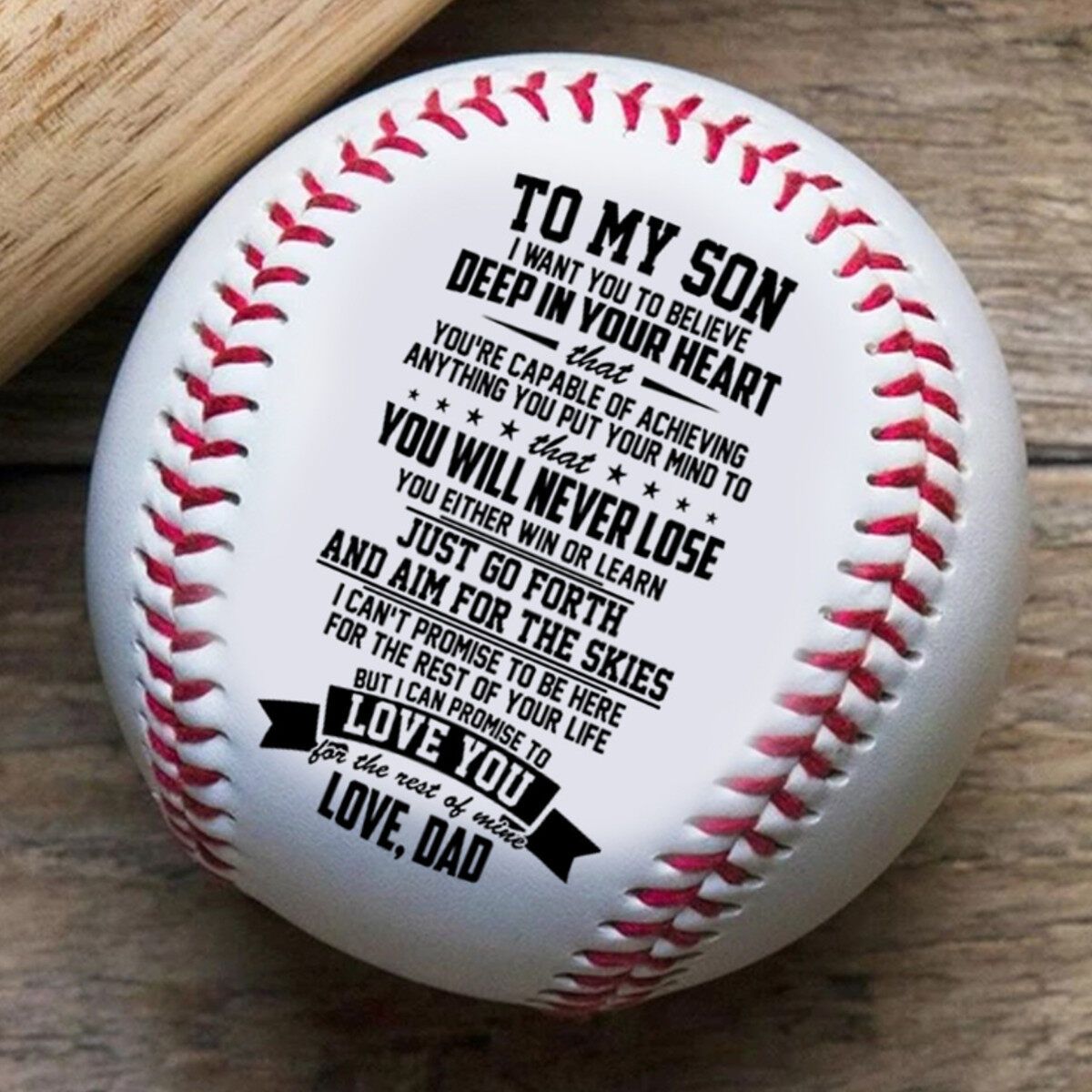 To My Son Dad Engraved Baseball Gift Oft Toy PU Foamed Training Exercise 9 Inch
