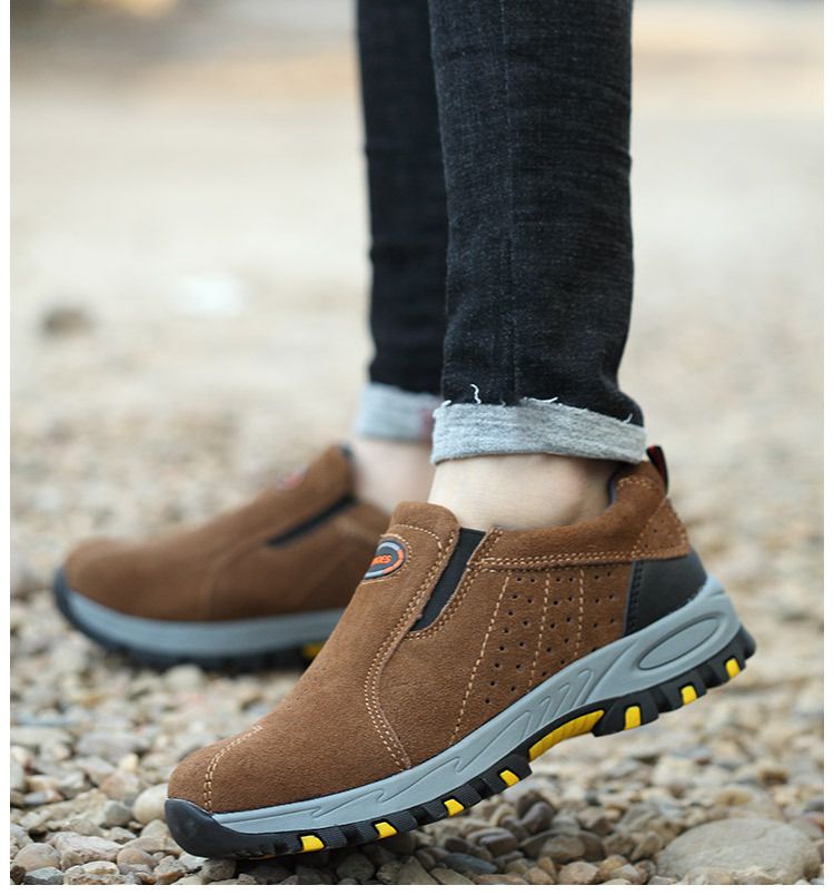Men's Outdoor Steel Toe Work Boots Shoes Safety Shoes Camel