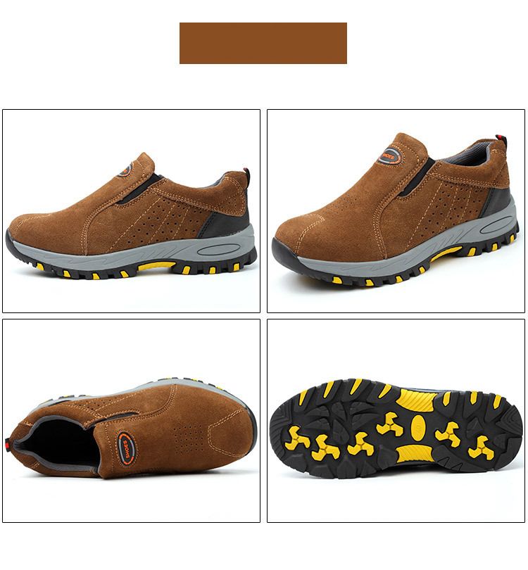 Men's Outdoor Steel Toe Work Boots Shoes Safety Shoes Camel