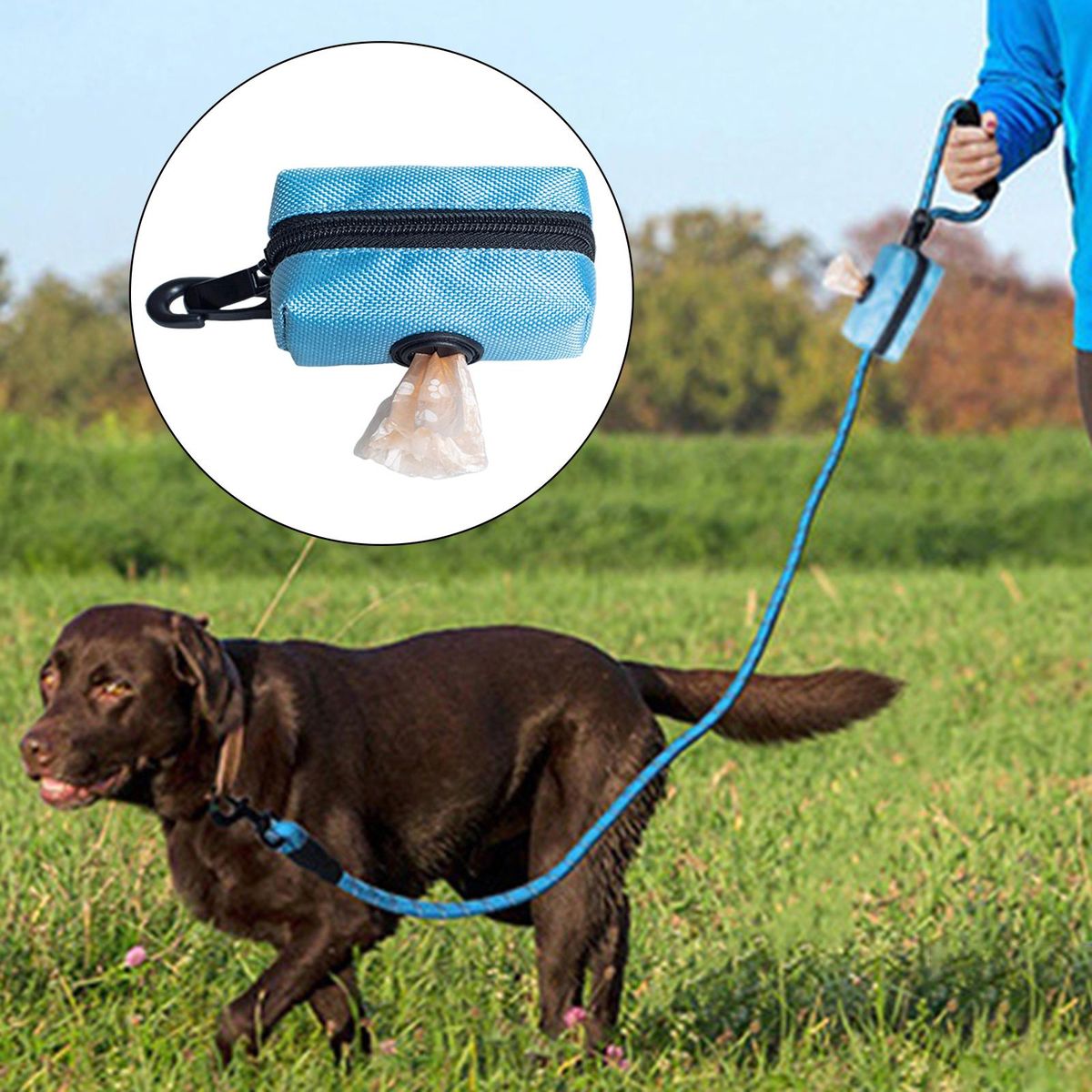 2Pcs Poop Waste Bag Dispenser Holder Poo Bags Puppy With Blue Black