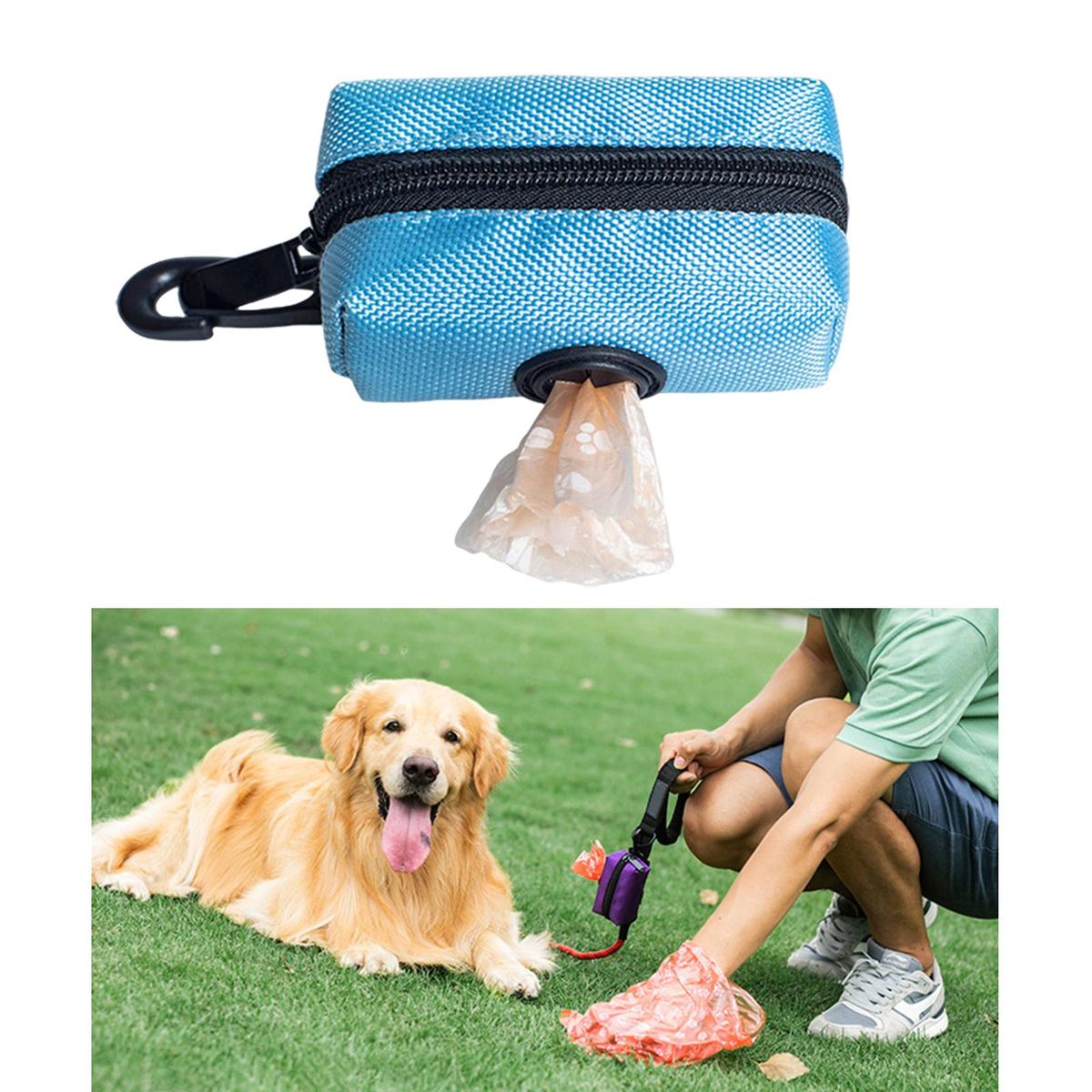 2Pcs Poop Waste Bag Dispenser Holder Poo Bags Puppy With Blue Black