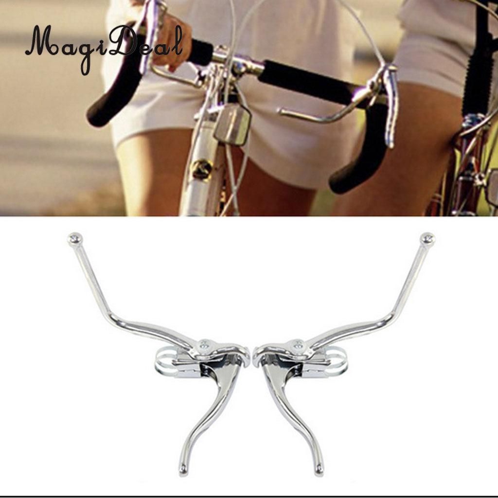 Pair Of Road Bike Drop Bar Double Handle Brake Levers Fixed