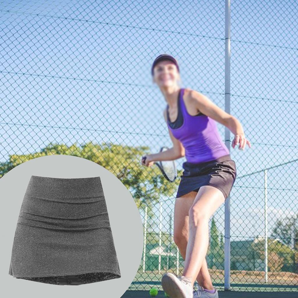 Hellery Pleated Tennis Skirts For Women Shorts Athletic Light Gray XS