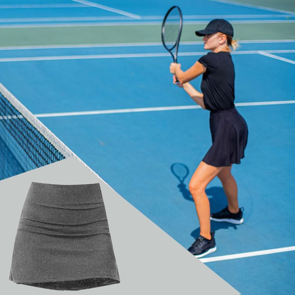 Hellery Pleated Tennis Skirts For Women Shorts Athletic Light Gray XS