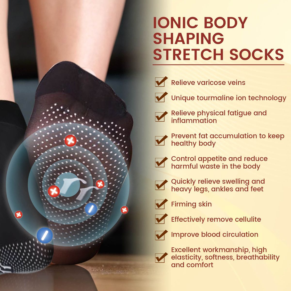 Tourmaline Ionic Body Shaping Slimming Stretch Socks Unisex