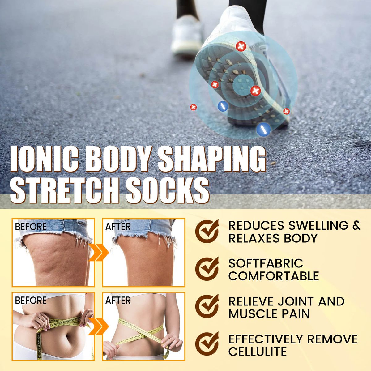 Tourmaline Ionic Body Shaping Slimming Stretch Socks Unisex