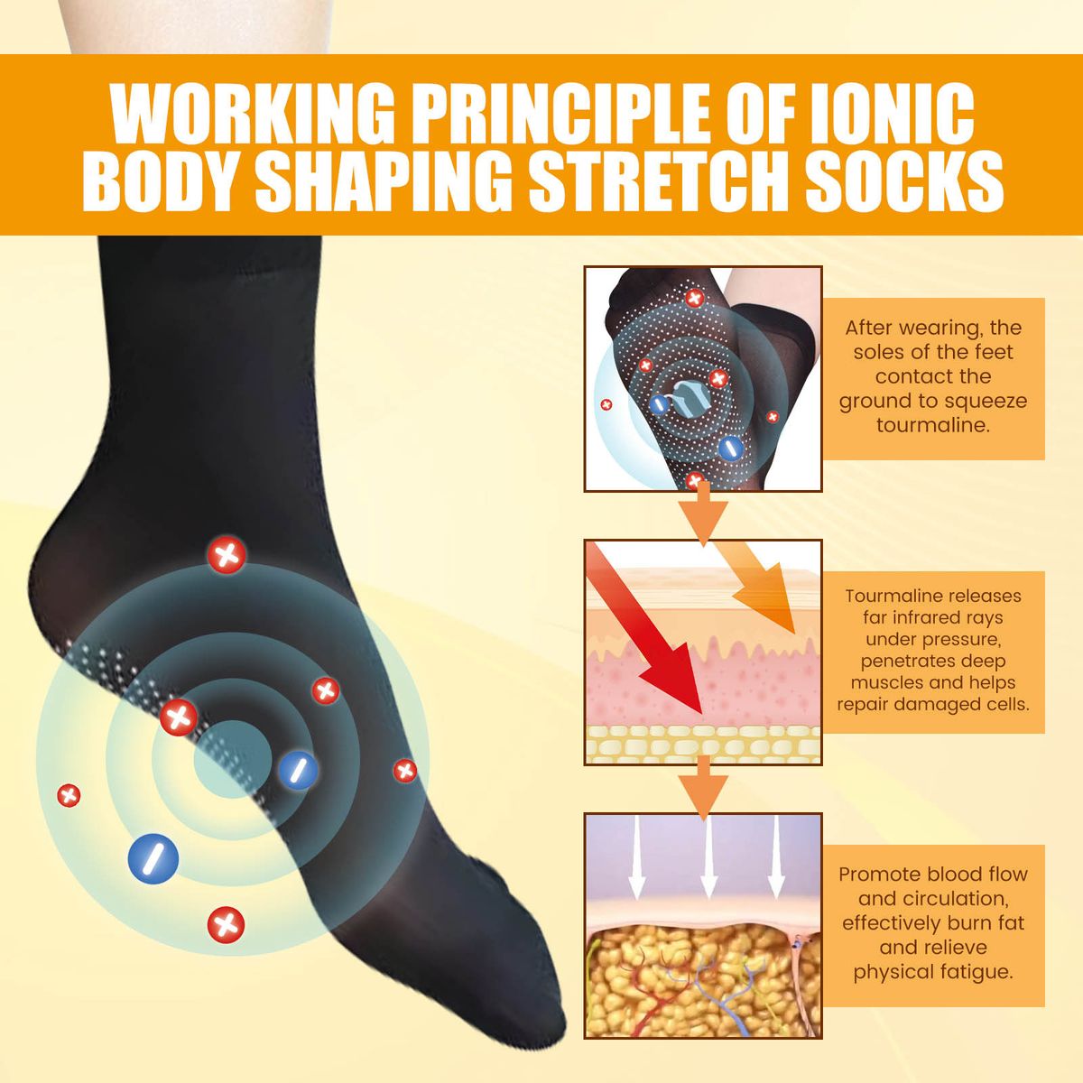 Tourmaline Ionic Body Shaping Slimming Stretch Socks Unisex