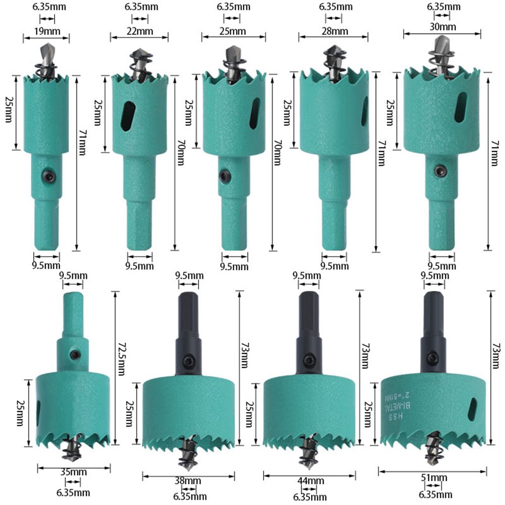 9 PCS Bi-metal Hole Saw Drill Bit Set 19mm-51mm High Speed