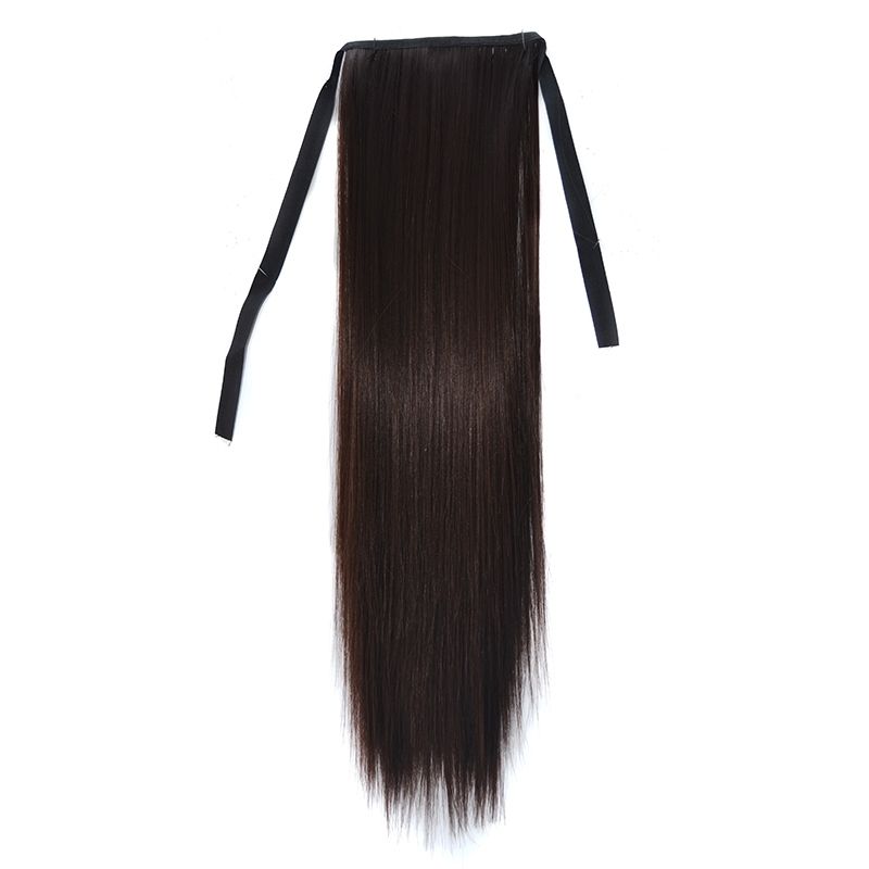 Natural Long Straight Hair Ponytail Bandage-style Wig Ponytail For WomenLength: 45cm (Black Brown)