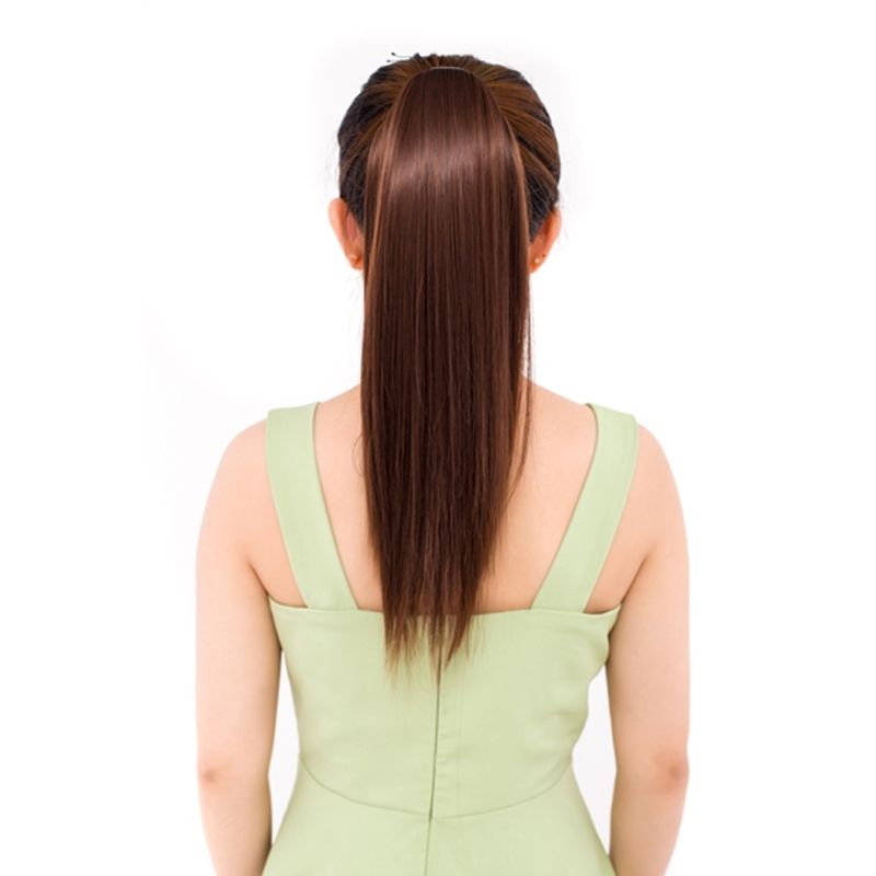 Natural Long Straight Hair Ponytail Bandage-style Wig Ponytail For WomenLength: 45cm (Black Brown)
