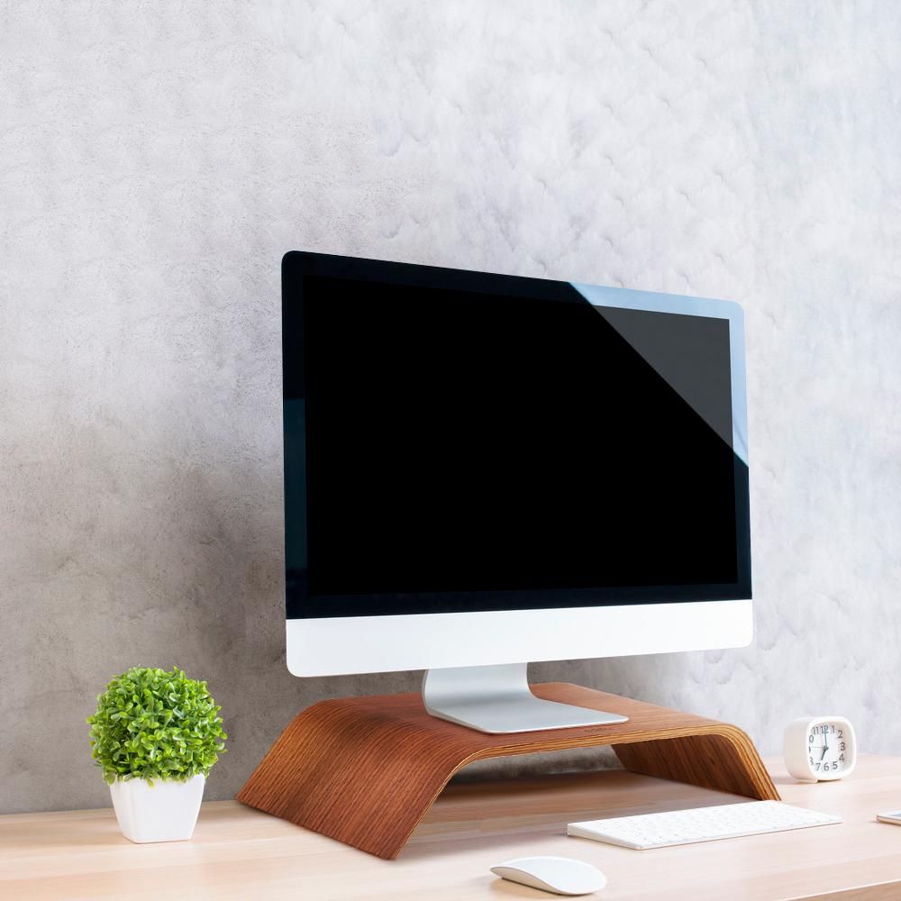 SAMDI Wooden Stand All-in-one Machine Monitor Laptop Holder Strong Bearing Capacity Stable Wooden Bracket Replacement for iMac
