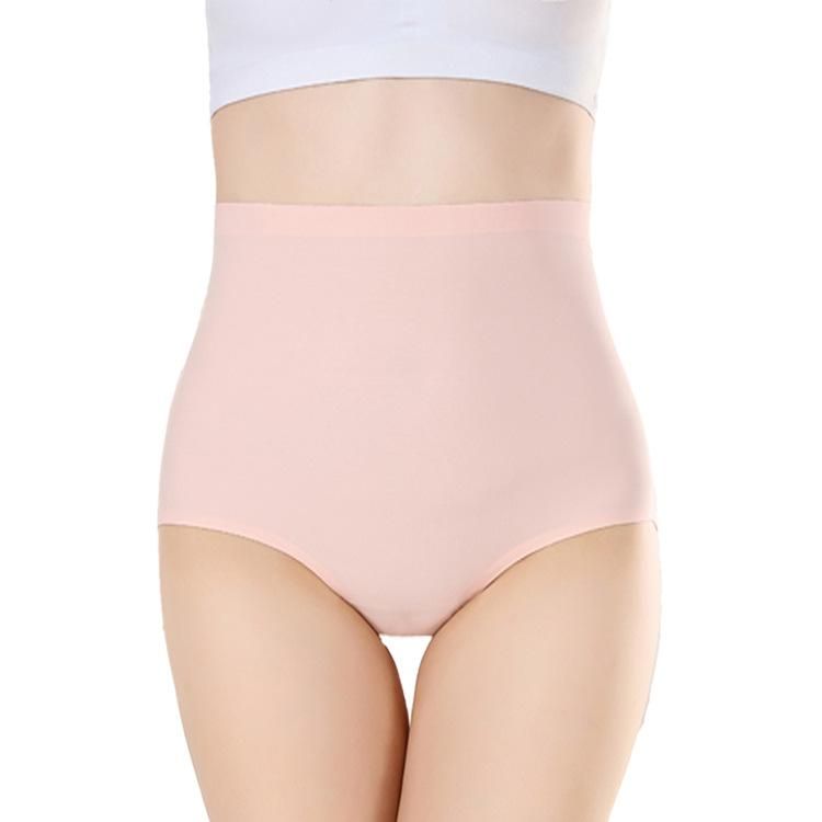 Factory made fatliquoring oversized women's ultra-high waist solid color briefs one-piece ice silk