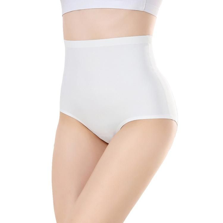 Factory made fatliquoring oversized women's ultra-high waist solid color briefs one-piece ice silk