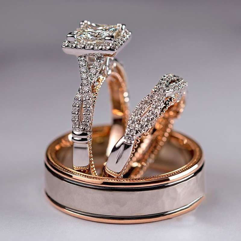 Couple Weeding Band Set, With Box