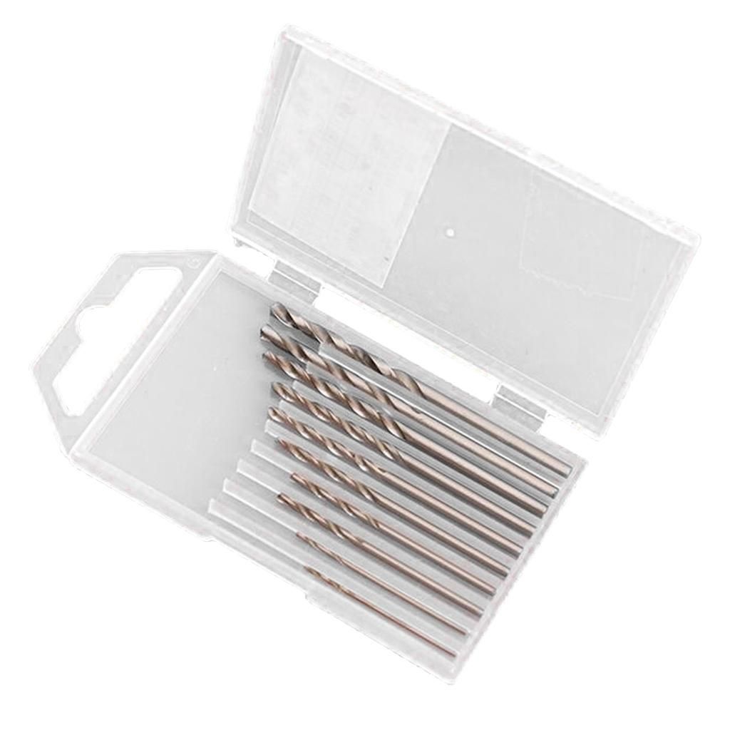 High  Steel Drill Bit Set 10 Piece HSS Straight Shank Twist Drill Bits
